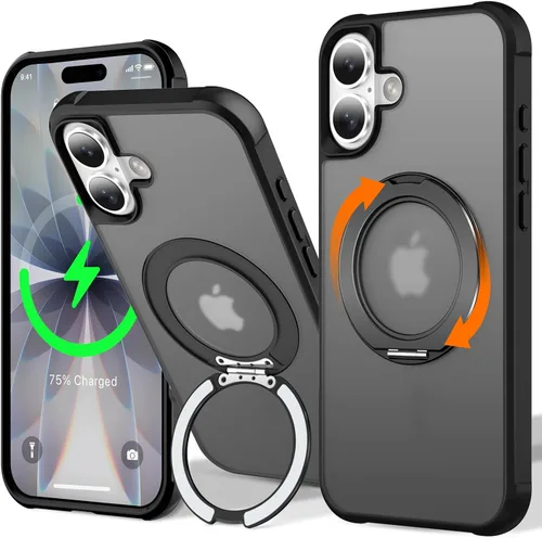 Vista 136 de UMIONE - Funda con diseño de anillo magnético giratorio de 360° para iPhone 11, soporte de bucle invisible integrado, compatible con Magsafe, funda