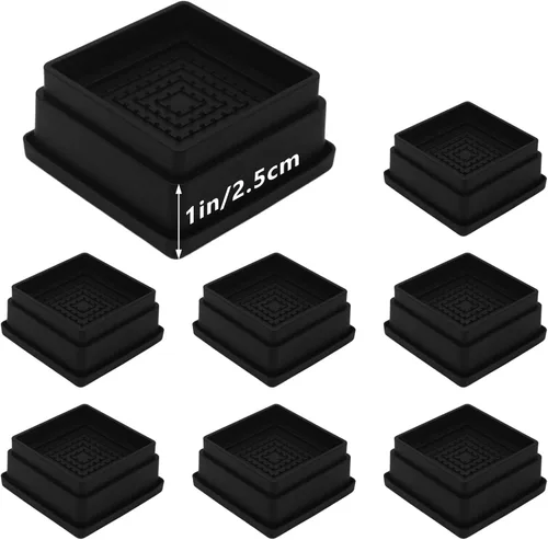 Vista 16 de 4 juegos de elevadores de muebles - elevadores de cama negros de 1", 2" o 3" pulgadas, elevadores redondos apilables resistentes para mesa, sofá
