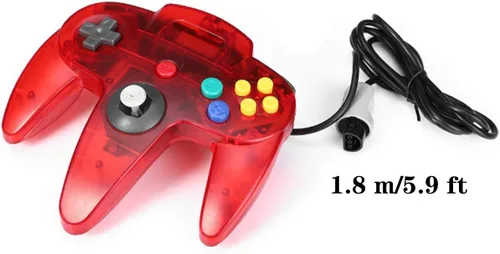 Vista 4 de ZeroStory Classic N64 Controller, Wired N64 Controller Upgraded Joystick for N64 Video Game Console (Transparent Red and Transparent Blue)