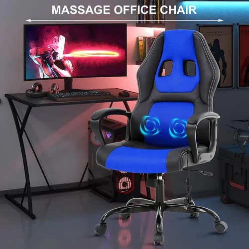 Vista 7 de Offcie - Silla de juegos de PC, silla de computadora estilo carreras con reposabrazos acolchado, silla ergonómica de escritorio para el hogar