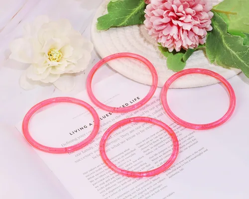 Vista 4 de PENTA ANGEL Pulseras con purpurina de los años 80, 8 piezas, retro neón de los años 90, para fiesta de disfraces, pulseras de juguete, anillo