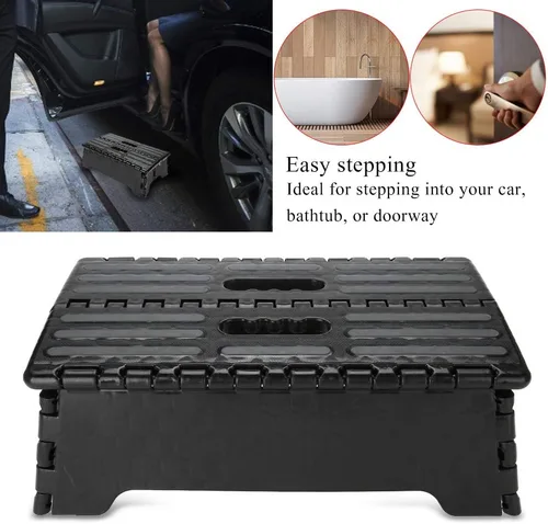 Vista 7 de Taburete plegable portátil para adultos y niños, silla de escalón con capacidad para hasta 300 libras para ancianas, embarazadas, baño, dormitorio