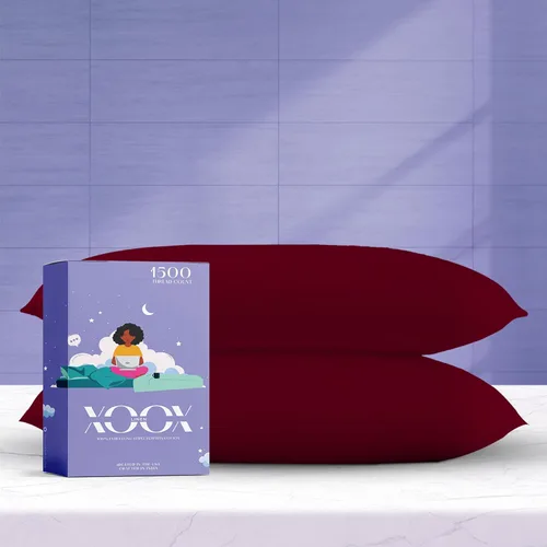 Vista 26 de XOOX Linen Juego de 4 fundas de almohada de algodón egipcio, tamaño Queen, fundas de almohada de lujo de 1500 hilos de alto tamaño estándar