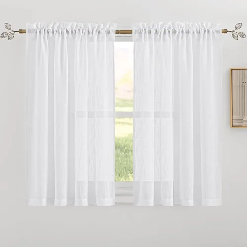 Vista 54 de RYB HOME - Cortinas de lino texturizado semitranslúcidas, privacidad media, filtro de luz, decoración de ventana para dormitorio/baño/sala de estar