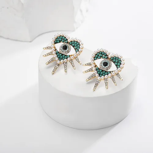 Vista 5 de Aretes contra el mal de ojo, aretes de corazón contra el mal de ojo para mujer, regalos de joyería