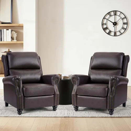 Vista 13 de CANMOV Sillón reclinable de piel sintética con decoración de remaches, sofá individual para sala de estar, color negro