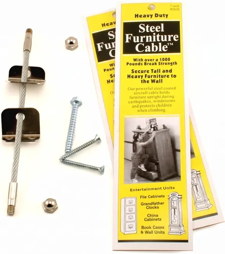Vista 5 de Quakehold! 2830 Cable de acero de 7 pulgadas para colgar muebles