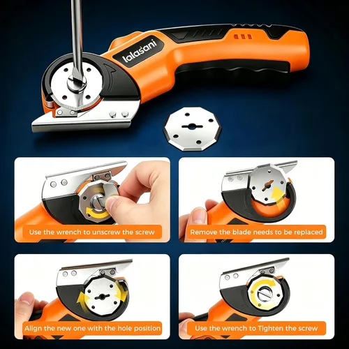 Vista 7 de Cordless Electric Scissors for Cardboard, Automatic Box Cutter (Orange, 1.0)