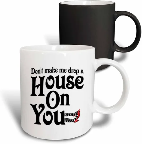 Vista 14 de 3dRose Taza Don't Make Me Drop a House on You, 11 onzas, color negro