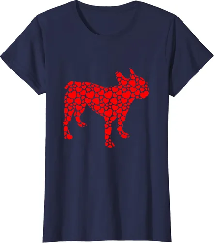 Vista 24 de Camiseta de San Valentín con forma de corazón Bulldog francés, Negro