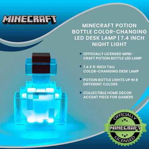 Vista 6 de Minecraft Botella de Poción Lámpara de Escritorio LED que Cambia de Color Luz Nocturna de 7 Pulgadas