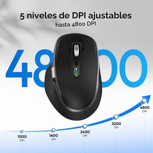 Vista 4 de Ratón inalámbrico recargable Bluetooth con 8 botones programables, negro