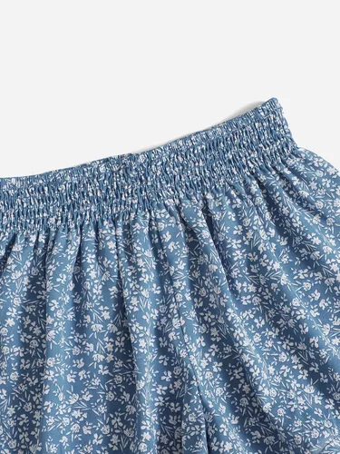 Vista 3 de OYOANGLE Pantalones cortos de verano cómodos de cintura alta y pierna ancha para niñas