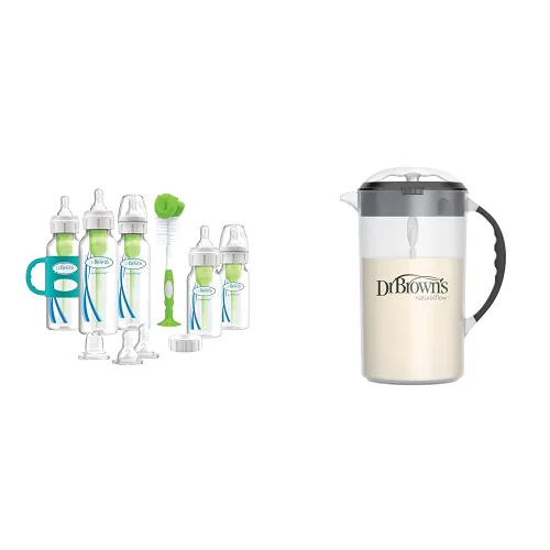 Vista 9 de Dr. Brown's Natural Flow® Anti-Colic Options+™ - Juego de regalo de botella estrecha a sorber con boquilla de silicona suave, asas de silicona
