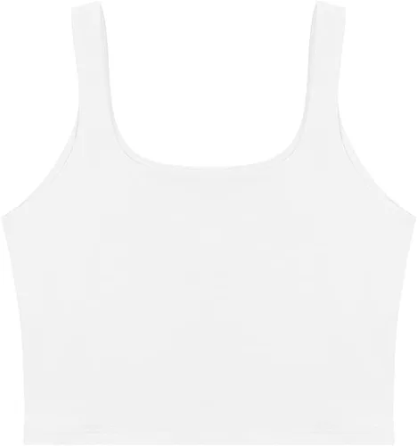 Vista 5 de REORIA - Ombliguera sin mangas y costuras, con doble forro, cuello cuadrado, sexy, para mujer y yoga
