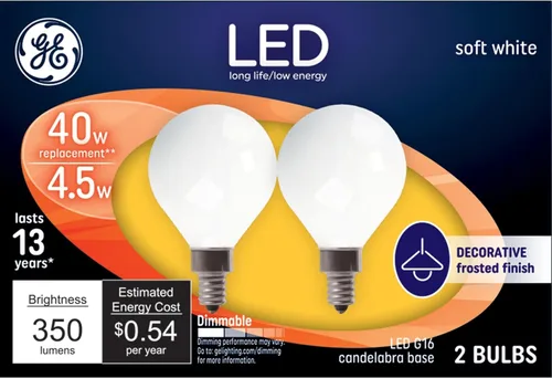 Vista 7 de GE Bombillas LED, 40 vatios, blanco suave, bombillas G16, base pequeña, 2 unidades (paquete de 1)