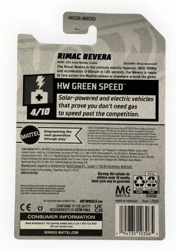 Vista 2 de Hot Wheels Rimac Nevera, HW Velocidad verde 4/10 ()