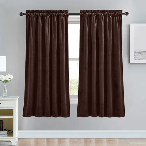 Vista 45 de RYB HOME Cortinas opacas de terciopelo para dormitorio, aislamiento térmico, privacidad, luz solar, bloqueo de calor, cortinas lujosas con bolsillo