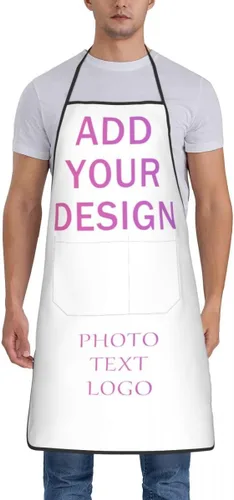 Vista 16 de Delantal personalizado con bolsillos para mujeres y hombres, diseño personalizado de tu imagen texto logotipo para cocina delantales de cocina