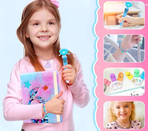 Vista 5 de Diario esponjoso con cerradura para niñas de 6 a 12 años, diario esponjoso para niñas con juego de cerradura, diario secreto de princesa para niñas