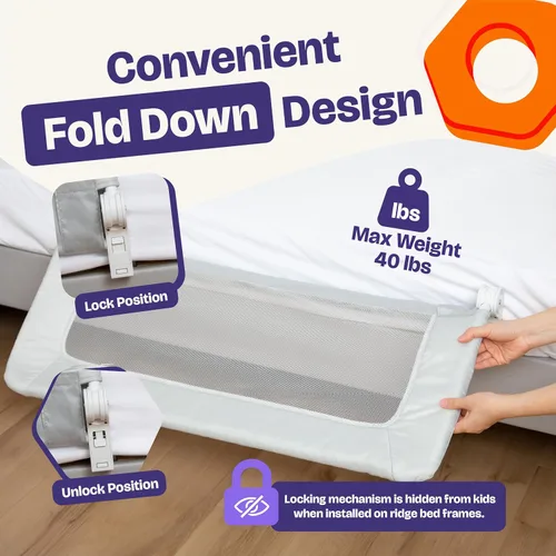 Vista 4 de ComfyBumpy Paquete de 1 riel de cama para niños pequeños de 35.5" L x 19.5" A Rieles de cama para niños pequeños para cama individual, matrimonial