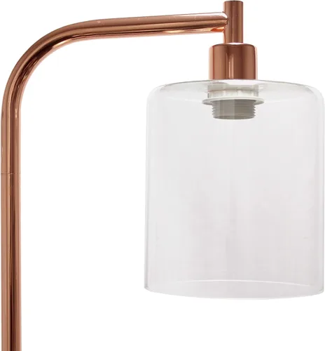 Vista 7 de Simple Designs LF1036-RGD Lámpara de pie de linterna de hierro industrial de estilo antiguo con pantalla de vidrio, oro rosa