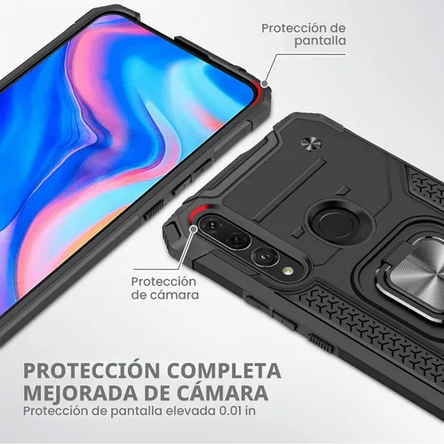 Vista 7 de Asuwish Funda compatible con Huawei Y9 Prime 2019 y protector de pantalla de vidrio templado, soporte de anillo celular con soporte para teléfono