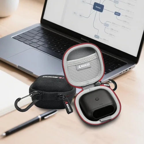 Vista 7 de RLSOCO - Funda rígida de transporte para Soundcore Liberty 5 Pro, Liberty 5 Pro, Liberty 5 Pro Max, con cancelación de ruido, auriculares Negro