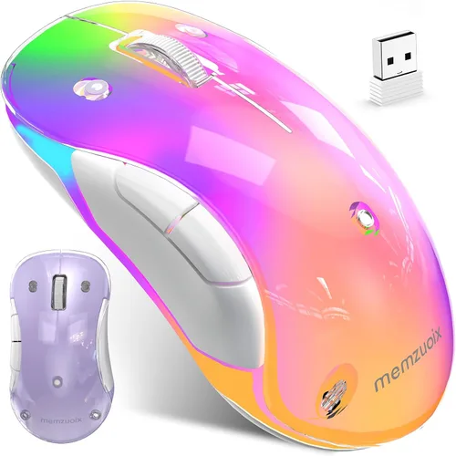 Vista 12 de Memzuoix ratón inalámbrico LED 2.4G, ratón recargable ergonómico con cubierta desmontable, ratón óptico portátil de 1200 DPI con receptor USB