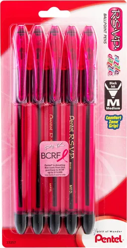 Vista 7 de Bolígrafo Pentel RSVP Razzle-Dazzle, (1.0mm) trazo medio, tinta negra, paquete de 5 unidades (BK91RDBP5M)