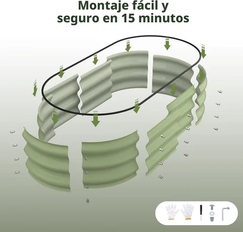 Vista 7 de Kit de Cama de Jardín Elevada Winpull, 4x2x1 pies Caja de Plantación Galvanizada al Aire Libre con Borde de Seguridad, Camas Elevadas Grandes