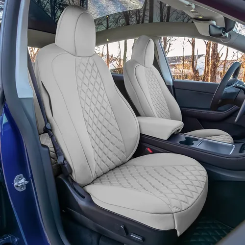 Vista 39 de FH Group Fundas de asiento de automóvil de ajuste personalizado hechas específicamente para Tesla Model Y Ultraflex 2020-2025, fundas de asiento