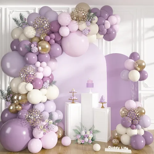 Vista 21 de Ouddy Life - Kit de guirnalda de arco de globos azul polvoriento, 152 piezas, diferentes tamaños Azul y blanco