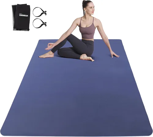 Vista 15 de UMINEUX Tapete de yoga grande para hombres y mujeres de 1/4 y 2/5 pulgadas, extra grueso, TPE para entrenamiento en casa, gimnasio, antideslizante