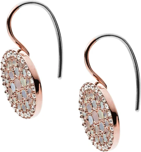 Vista 2 de Fossil Aretes colgantes o de aro de acero inoxidable en tono dorado u oro rosa para mujer