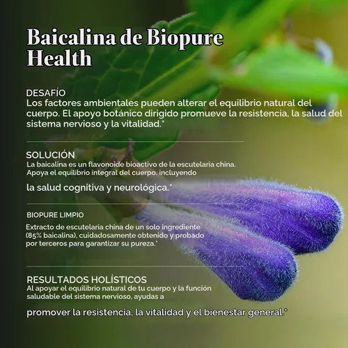 Vista 4 de Biopure Health Baikalin Apoyo neurológico e inmunológico 121 porciones