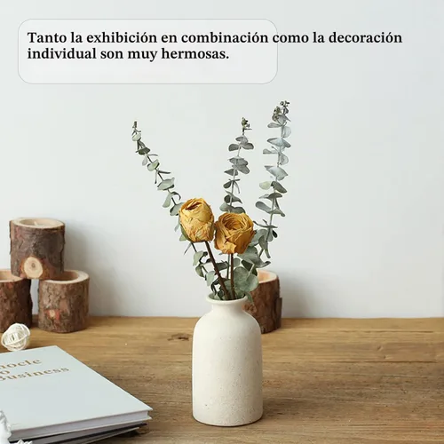 Vista 6 de CEMABT Juego de 3 jarrones de cerámica beige pequeños para decoración, decoración moderna boho de granja para el hogar, jarrón decorativo