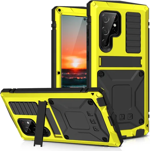 Vista 23 de Simicoo Samsung S22 - Funda de metal con protector de pantalla y protector de cámara, resistente a los golpes, con soporte, cubierta completa