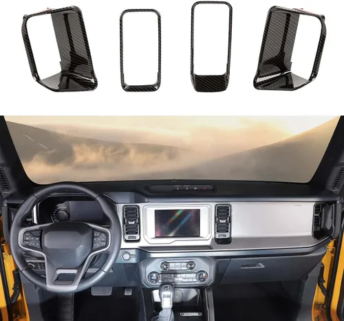 Vista 13 de Cubierta de anillo lateral de ventilación de aire para consola central Ford Bronco 2/4 puertas 2021 2022 2023 2024 Accesorios interiores