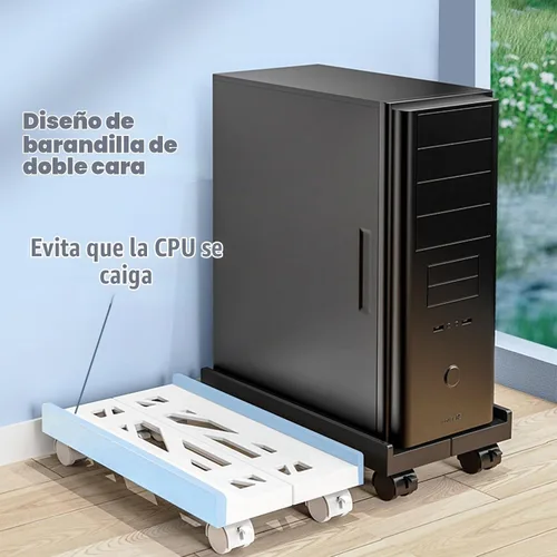 Vista 5 de BYMECOST Soporte ajustable de PC para alfombra, soporte de torre de Negro