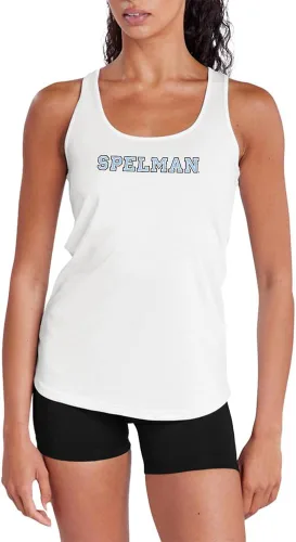 Vista 87 de Camiseta deportiva sin mangas oficial de NCAA Collegiate para mujer, con espalda cruzada, colección con logotipo primario