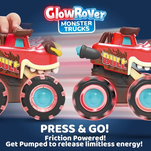 Vista 3 de JOYIN Paquete de 3 camiones monstruos de juguete - Coches iluminados activados por movimiento para niños pequeños - Ruedas LED Monster Glow Rover