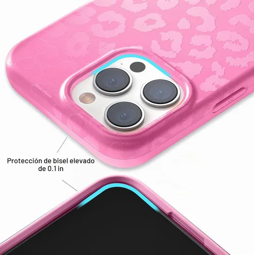 Vista 4 de VELVET CAVIAR Funda para iPhone 15 Pro, compatible con MagSafe, probada contra caídas de 10 pies, fundas protectoras de diseño, leopardo color rosa