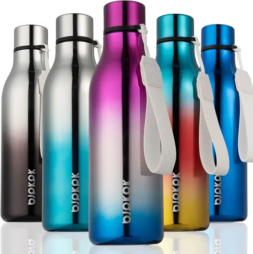 Vista 44 de BJPKPK Botellas de agua aisladas, botella de agua de metal de acero inoxidable de 12 onzas con correa, sin BPA a prueba de fugas, jarras, tazas