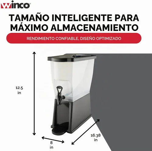 Vista 5 de Winco Dispensador de bebidas delgado de 3 galones con base