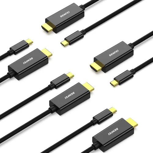 Vista 9 de BENFEI Paquete de 2 cables USB C a HDMI de 3 pies, cable USB tipo C a HDMI, Thunderbolt 3/4 compatible con iPhone 15 Pro/Max, MacBook Pro/Air 2023