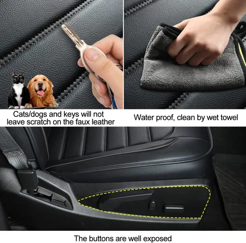 Vista 4 de LUCKYMAN CLUB Fundas de asiento Chevy Colorado para camión de trabajo Crew Cab Z71 LT ZR2 2015-2022 con piel sintética (negro)
