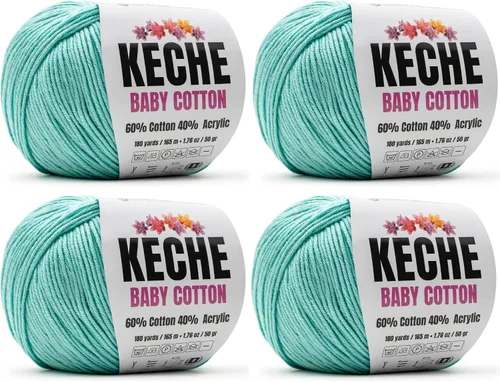 Vista 55 de Keche Hilo de Algodón, 60% Algodón 40% Hilo Acrílico, Hilo de Algodón Suave para Crochet y Tejer, Hilo Amigurumi 1 Madeja/Bola 1.76 Oz (50g) / 180