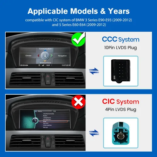 Vista 2 de Pantalla de radio de coche Linux de 8.8 pulgadas para BMW Serie 3/5 E60 E61 E63 E64 E90 E91 E92 CCC (2004-2008) CarPlay Android Auto Display Mirror