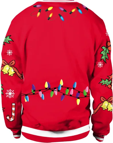 Vista 2 de Colorful House Suéter feo de Navidad, unisex, estampado, sudadera con impresión digital 3D